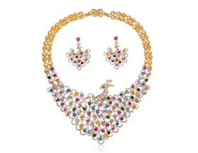 Necklace Earrings Set Colorful Crystal Rp 891.180
